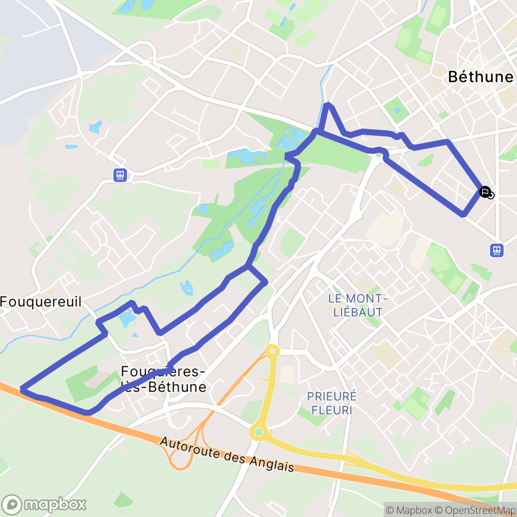 Béthune : carte du parcours de randonnée - France