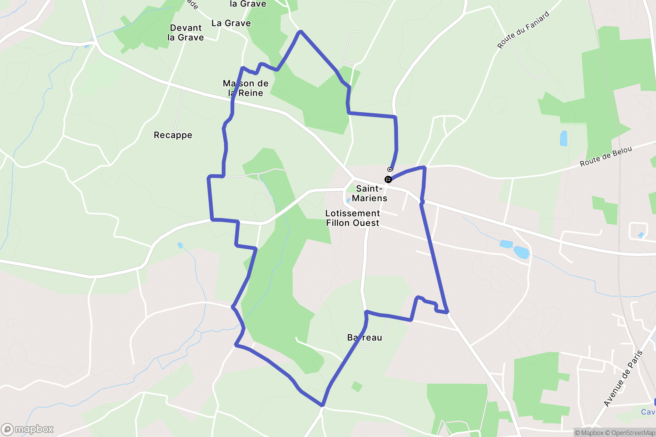 Saint-Mariens : carte du parcours de randonnée - France