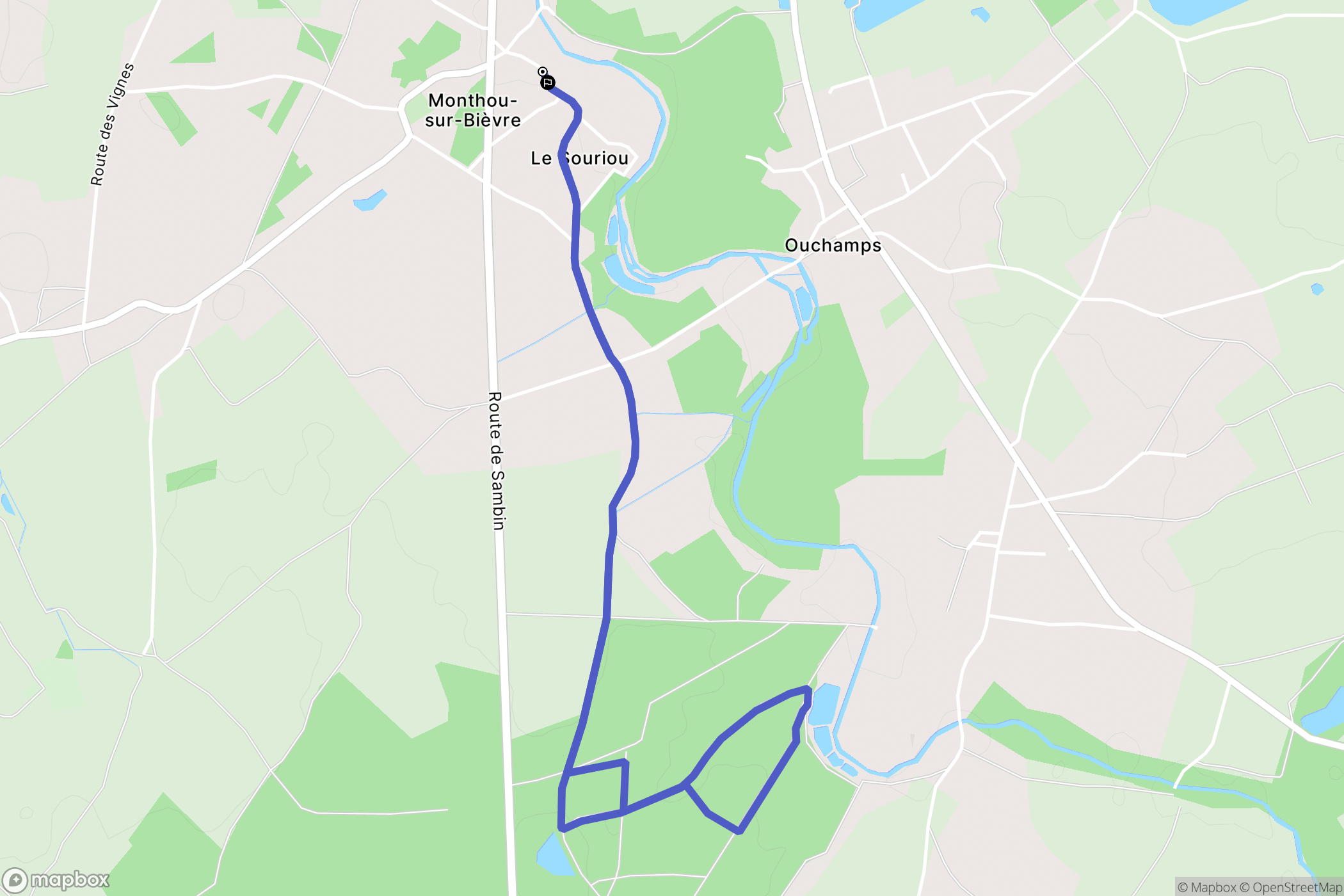 Monthou-sur-Bièvre : carte du parcours de randonnée - France