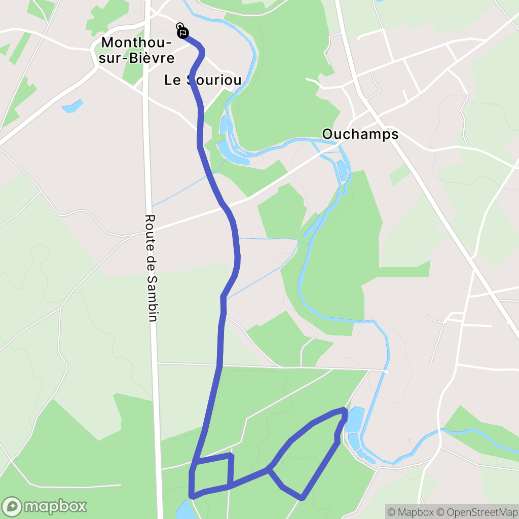 Monthou-sur-Bièvre : carte du parcours de randonnée - France