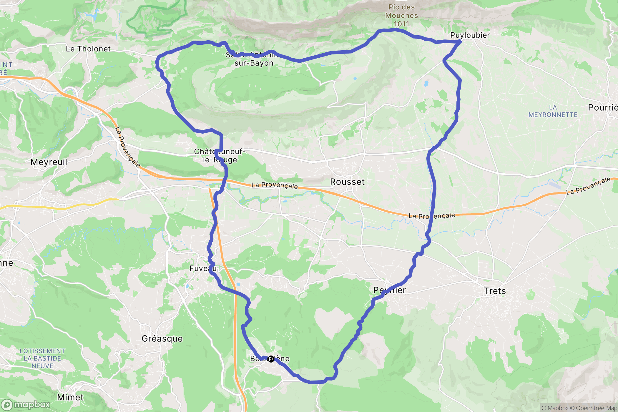 Belcodène : carte du parcours de randonnée - France
