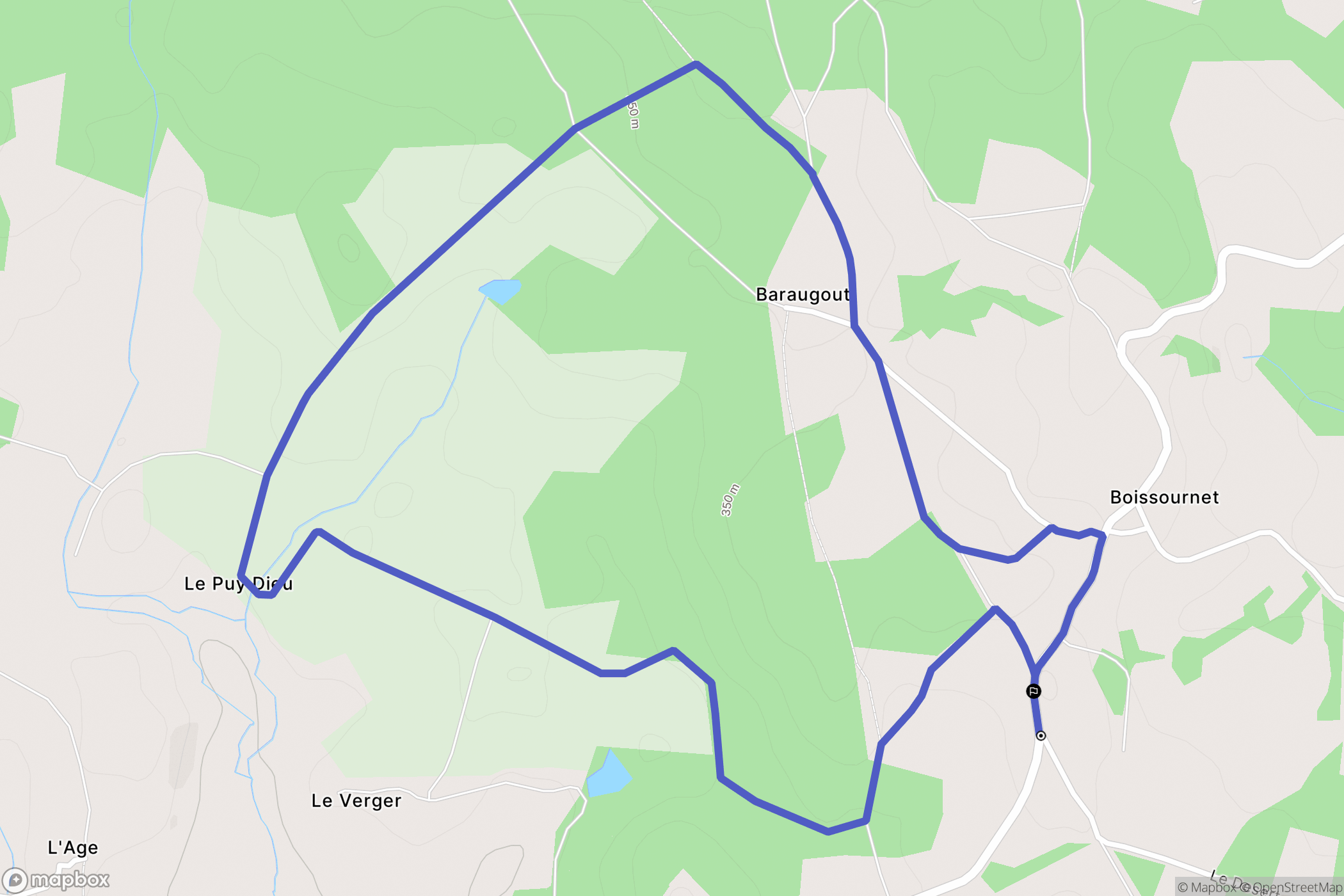 Peyrilhac : carte du parcours de randonnée - France