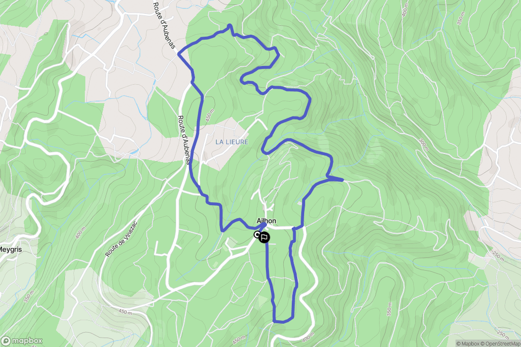 Ailhon : carte du parcours de randonnée - France