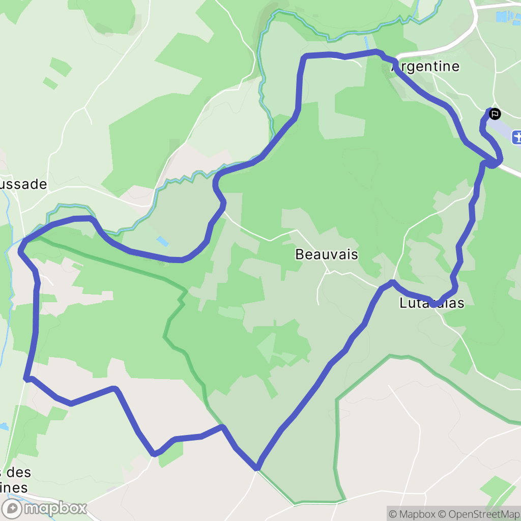La Rochebeaucourt-et-Argentine : carte du parcours de randonnée - France