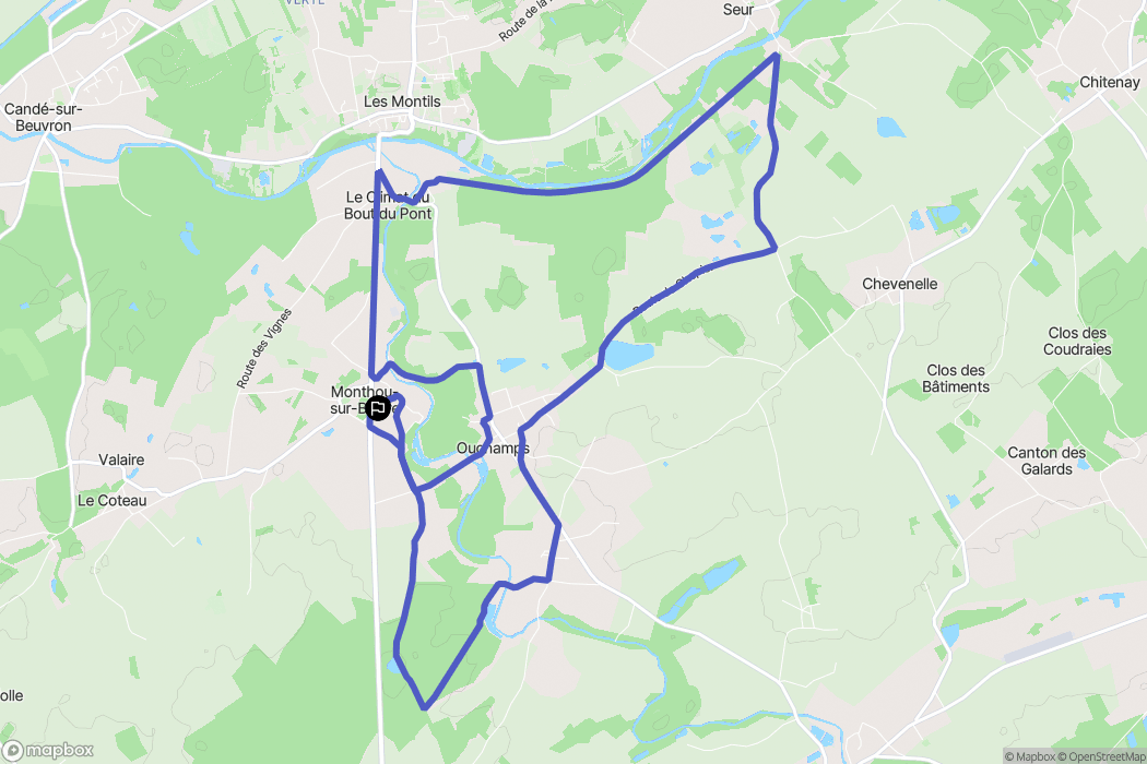 Monthou-sur-Bièvre : carte du parcours de randonnée - France