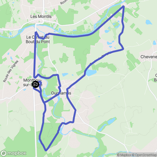 Monthou-sur-Bièvre : carte du parcours de randonnée - France