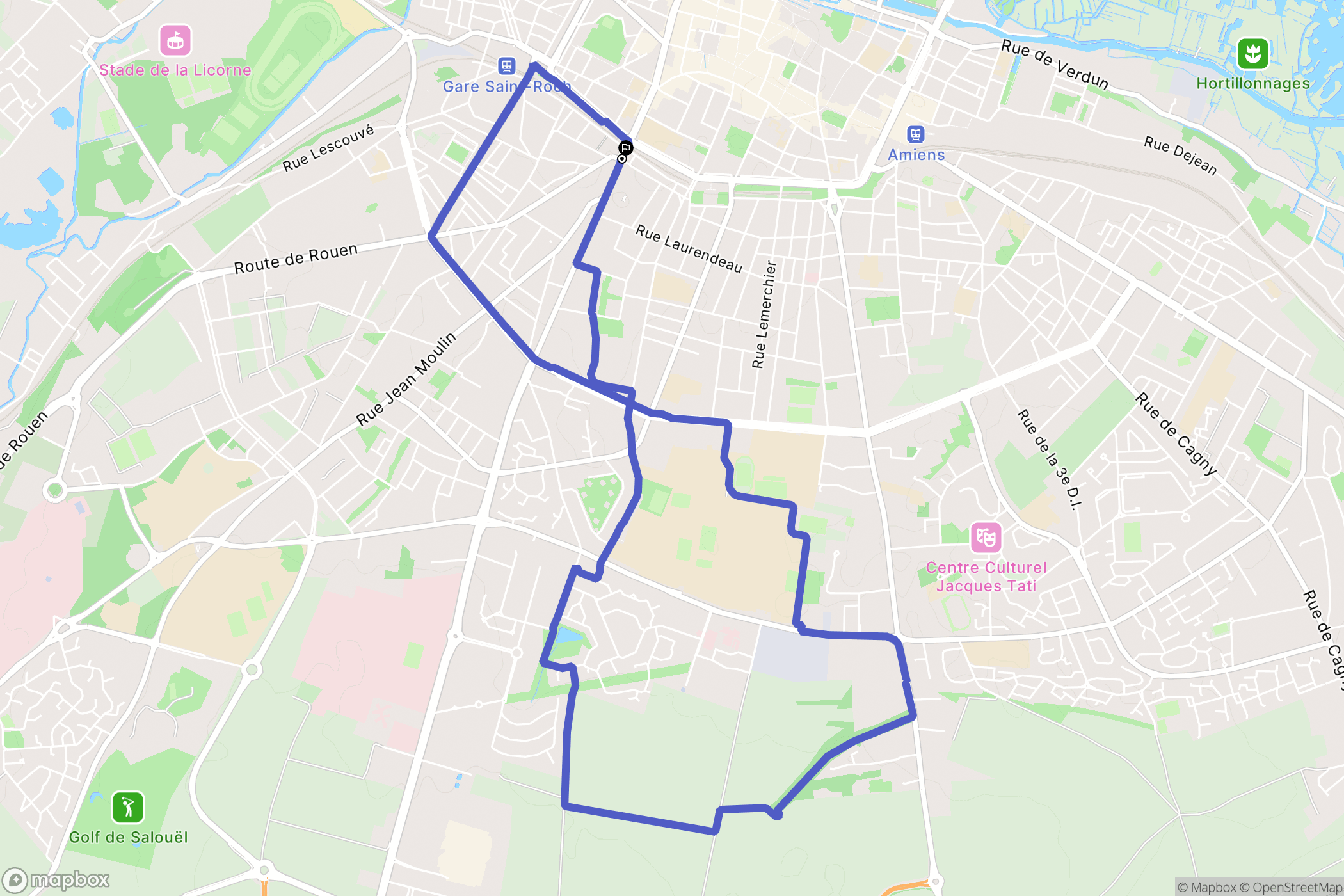 Amiens : carte du parcours de randonnée - France