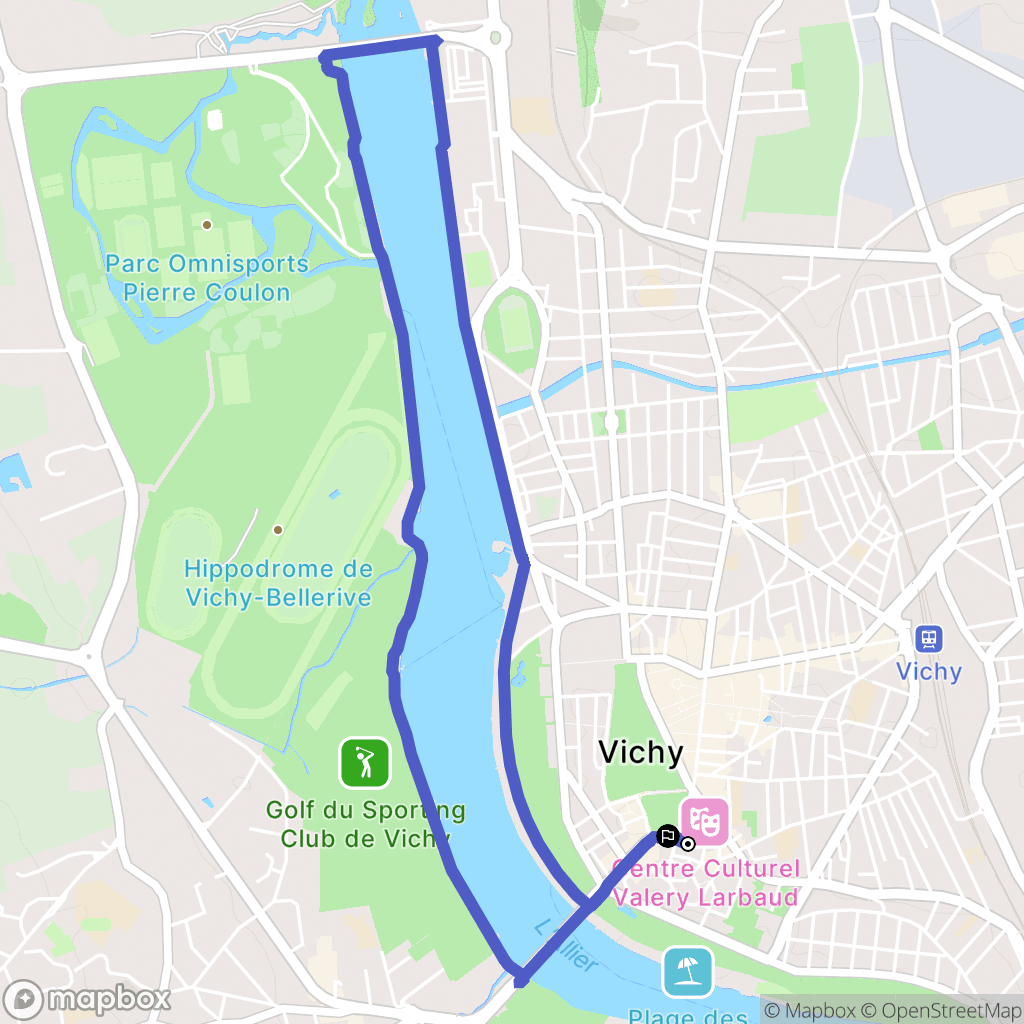 Vichy : carte du parcours de randonnée - France