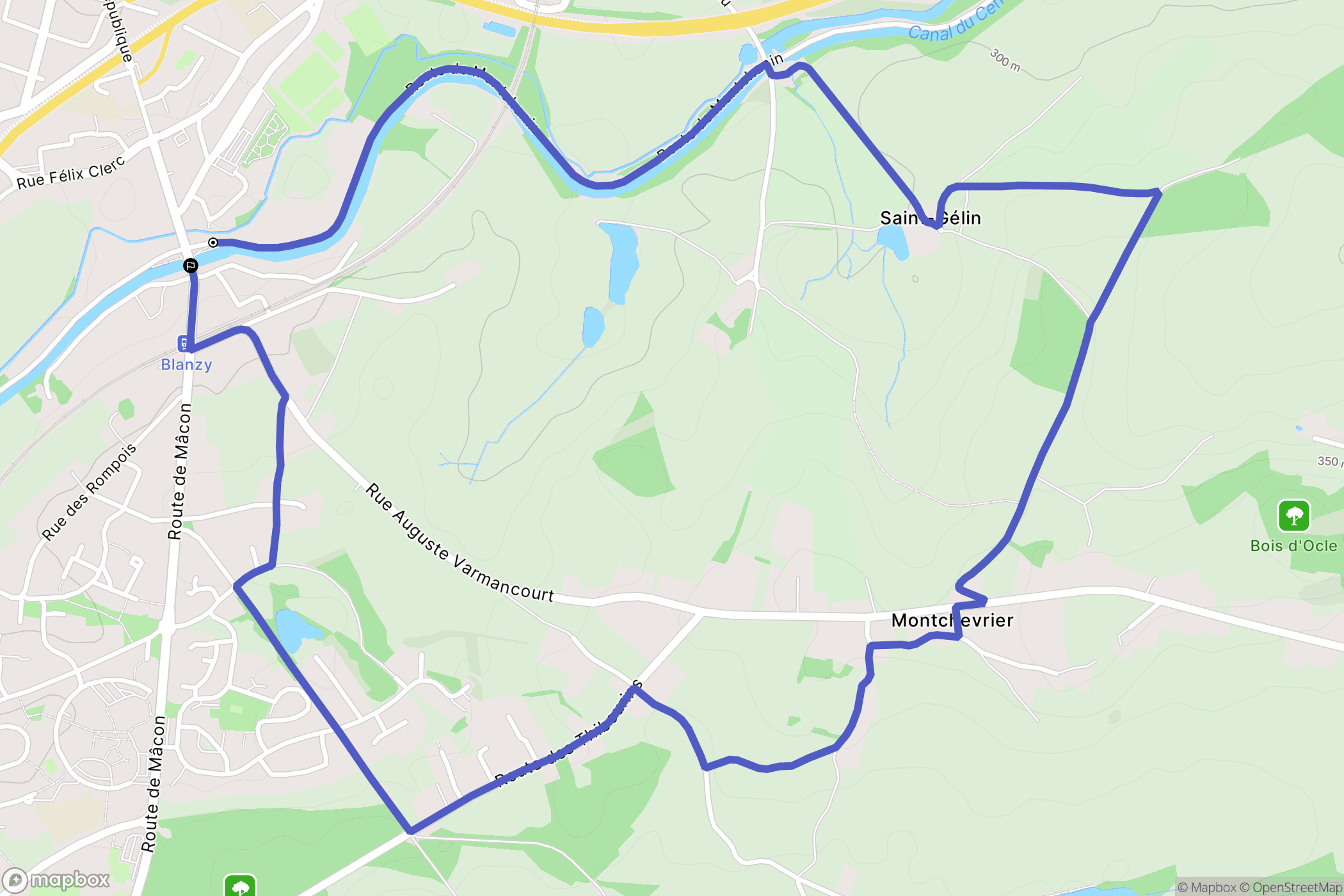 Blanzy : carte du parcours de randonnée - France