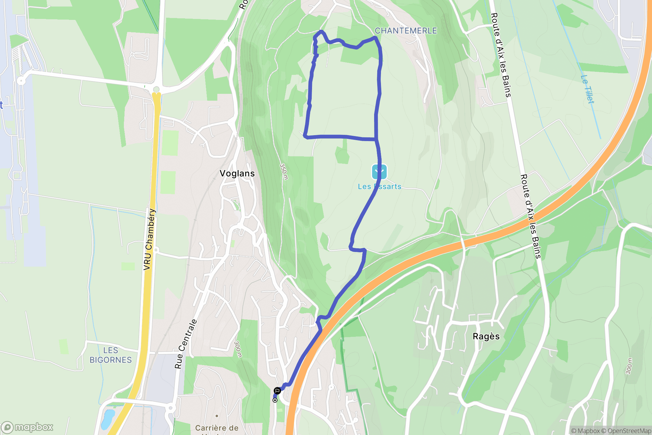 Voglans : carte du parcours de randonnée - France