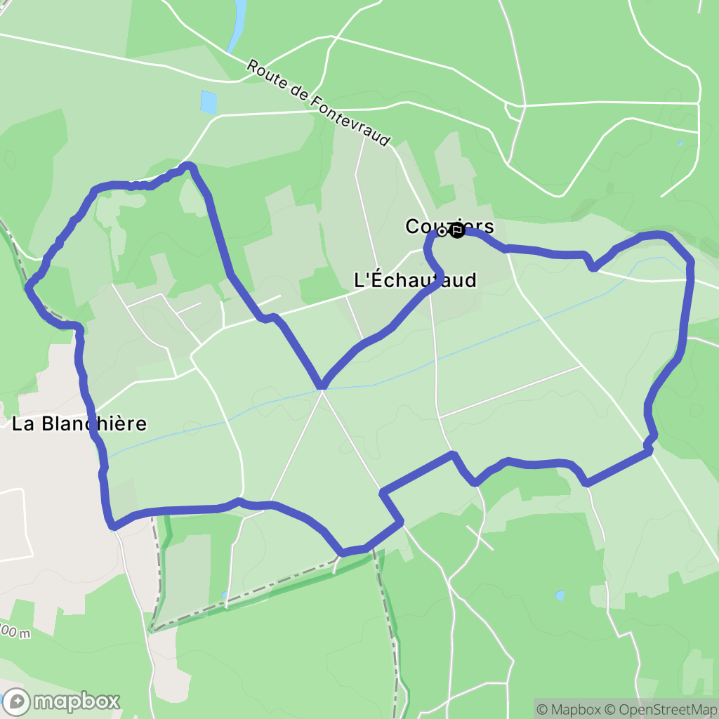 Couziers : carte du parcours de randonnée - France