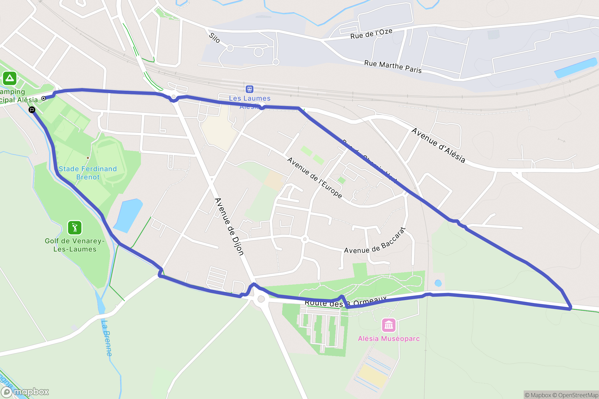 Venarey-les-Laumes : carte du parcours de randonnée - France