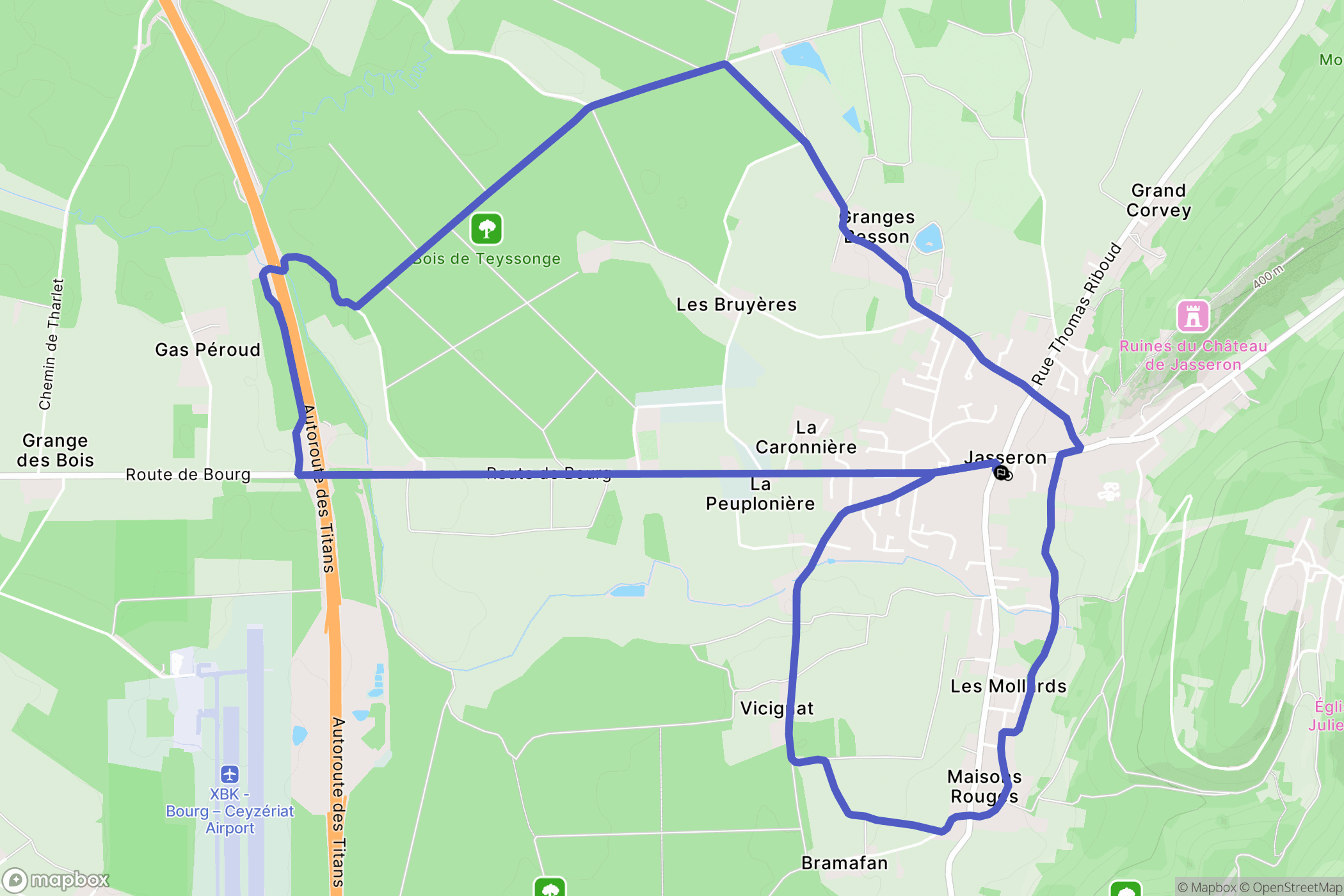 Jasseron : carte du parcours de randonnée - France