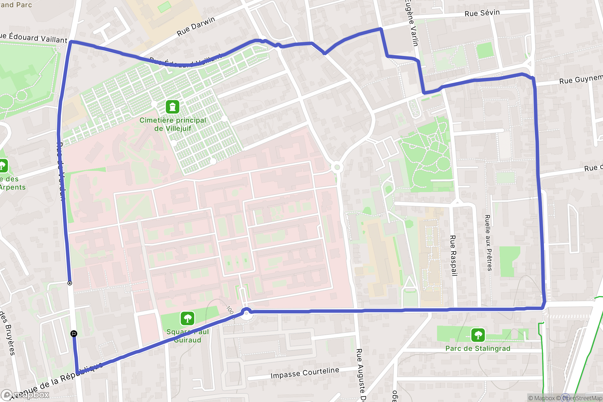 Villejuif : carte du parcours de randonnée - France