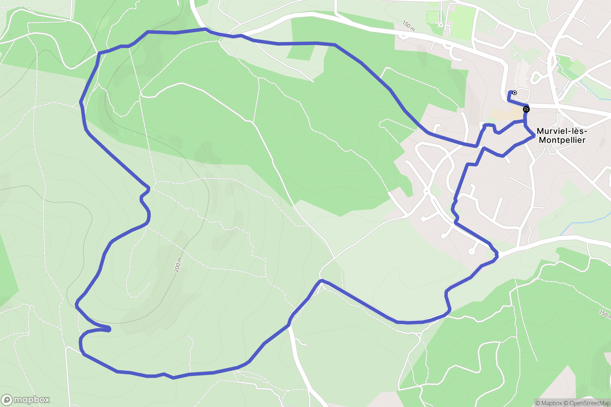 Murviel-lès-Montpellier : carte du parcours de randonnée - France