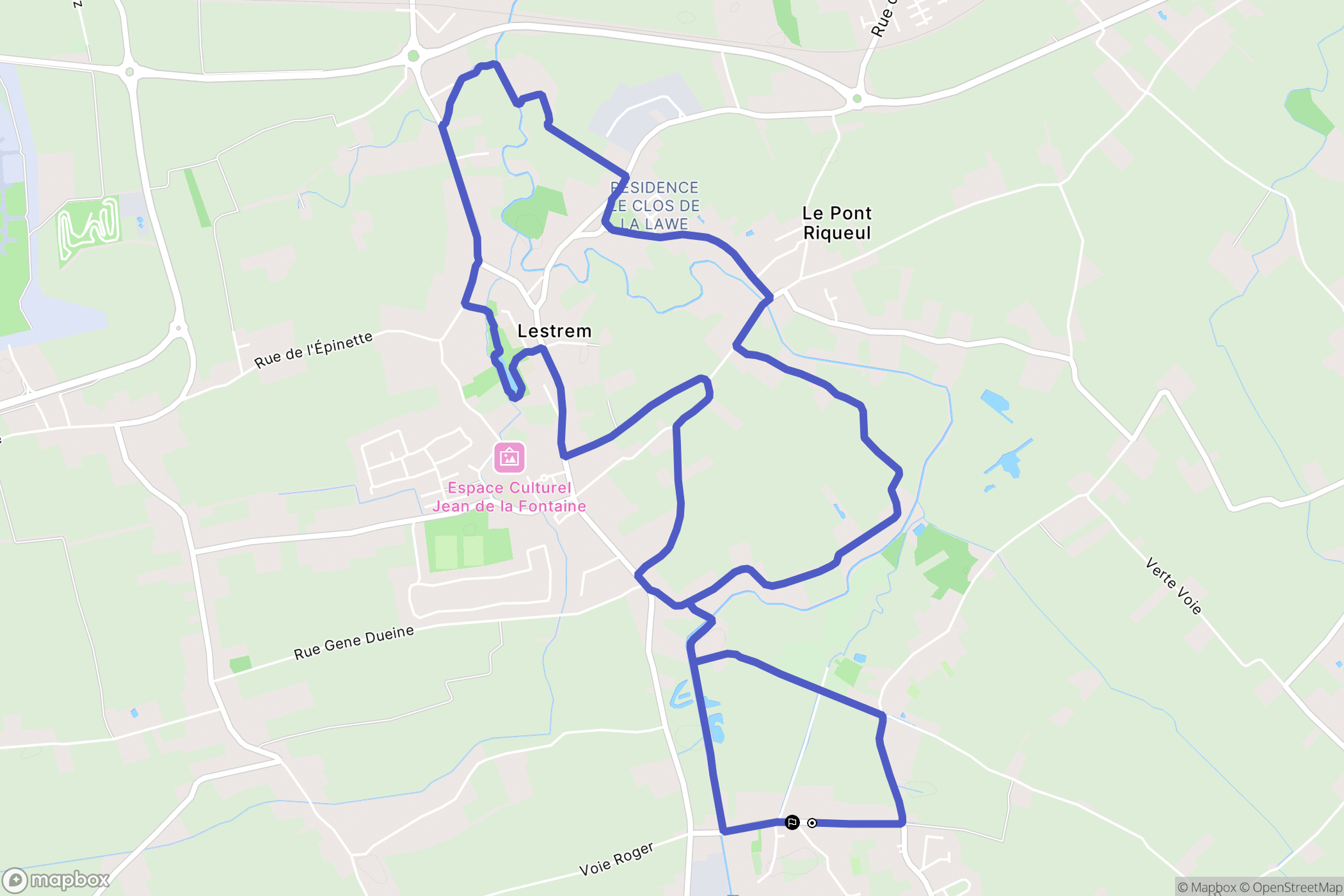 Lestrem : carte du parcours de randonnée - France