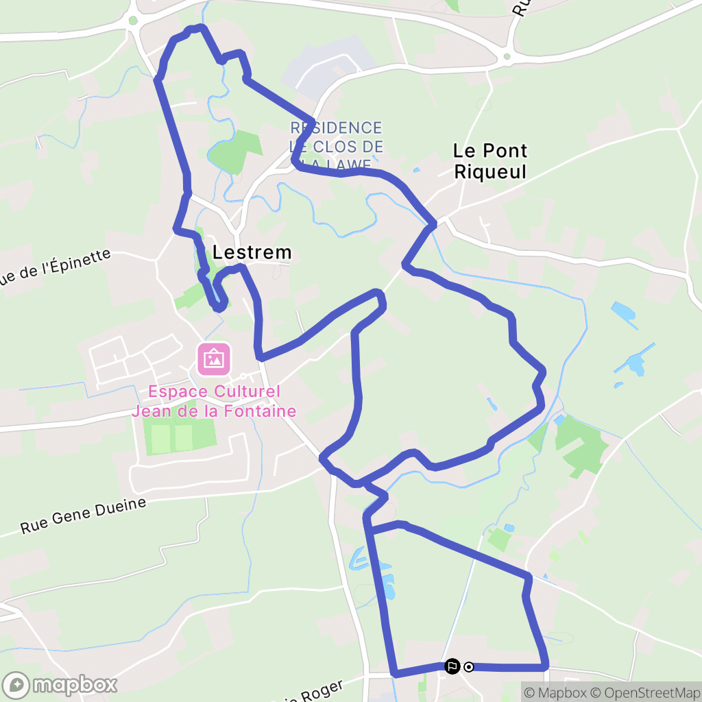 Lestrem : carte du parcours de randonnée - France