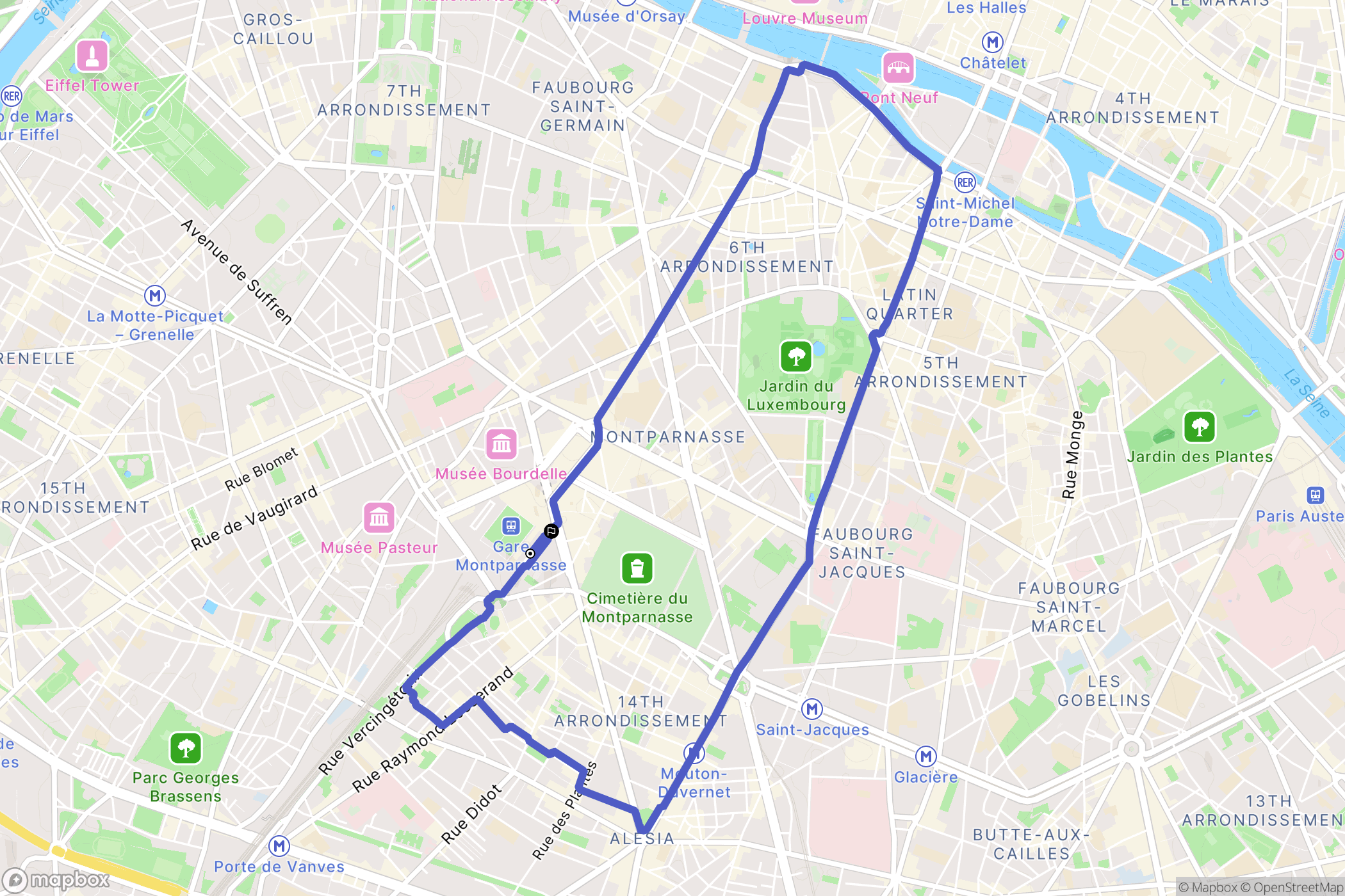 Paris : carte du parcours de randonnée - France