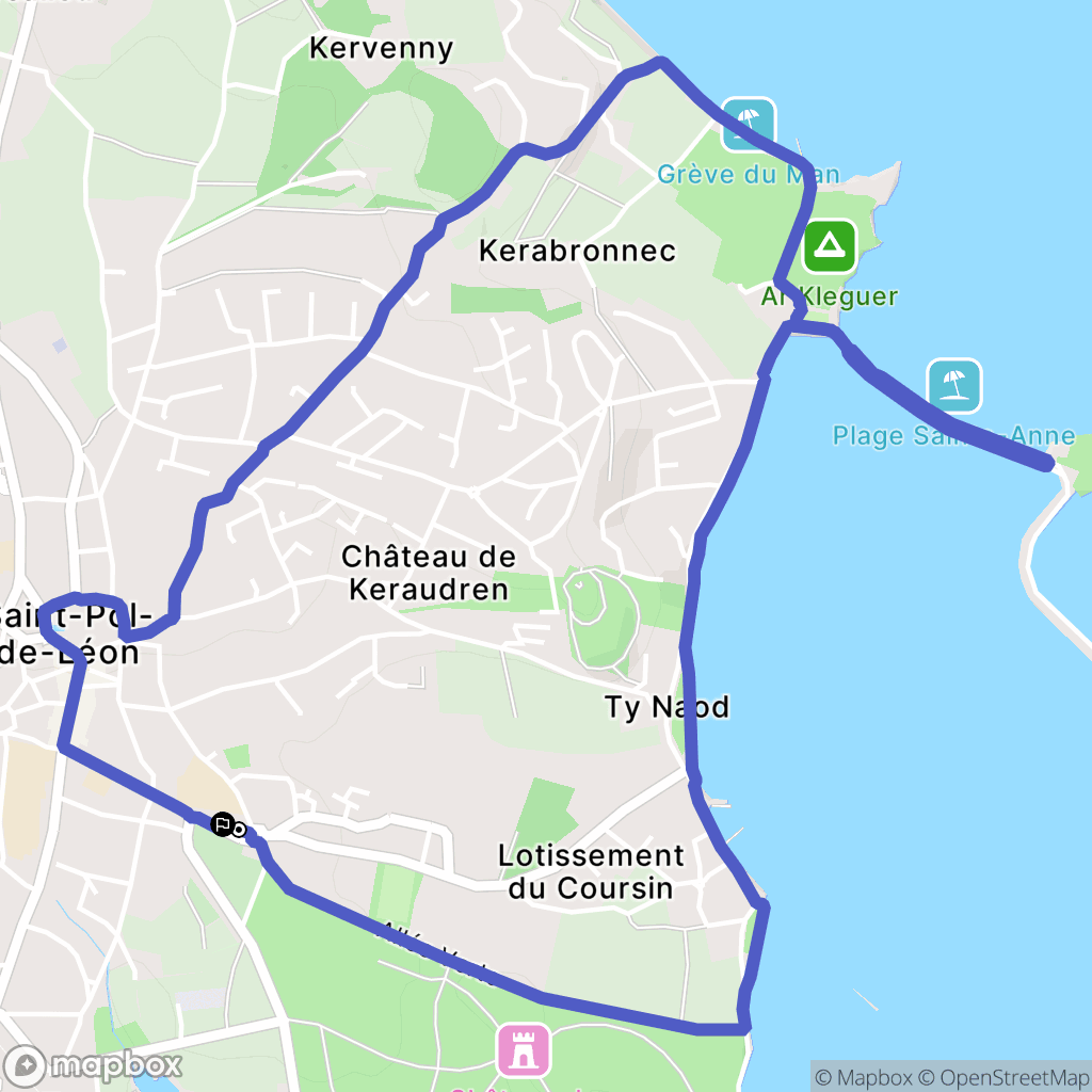 Saint-Pol-de-Léon : carte du parcours de randonnée - France