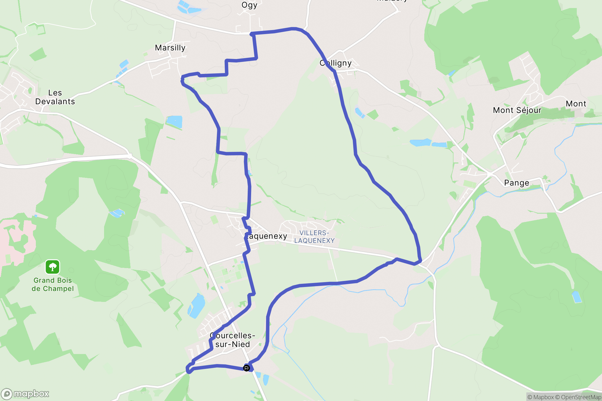 Courcelles-sur-Nied : carte du parcours de randonnée - France