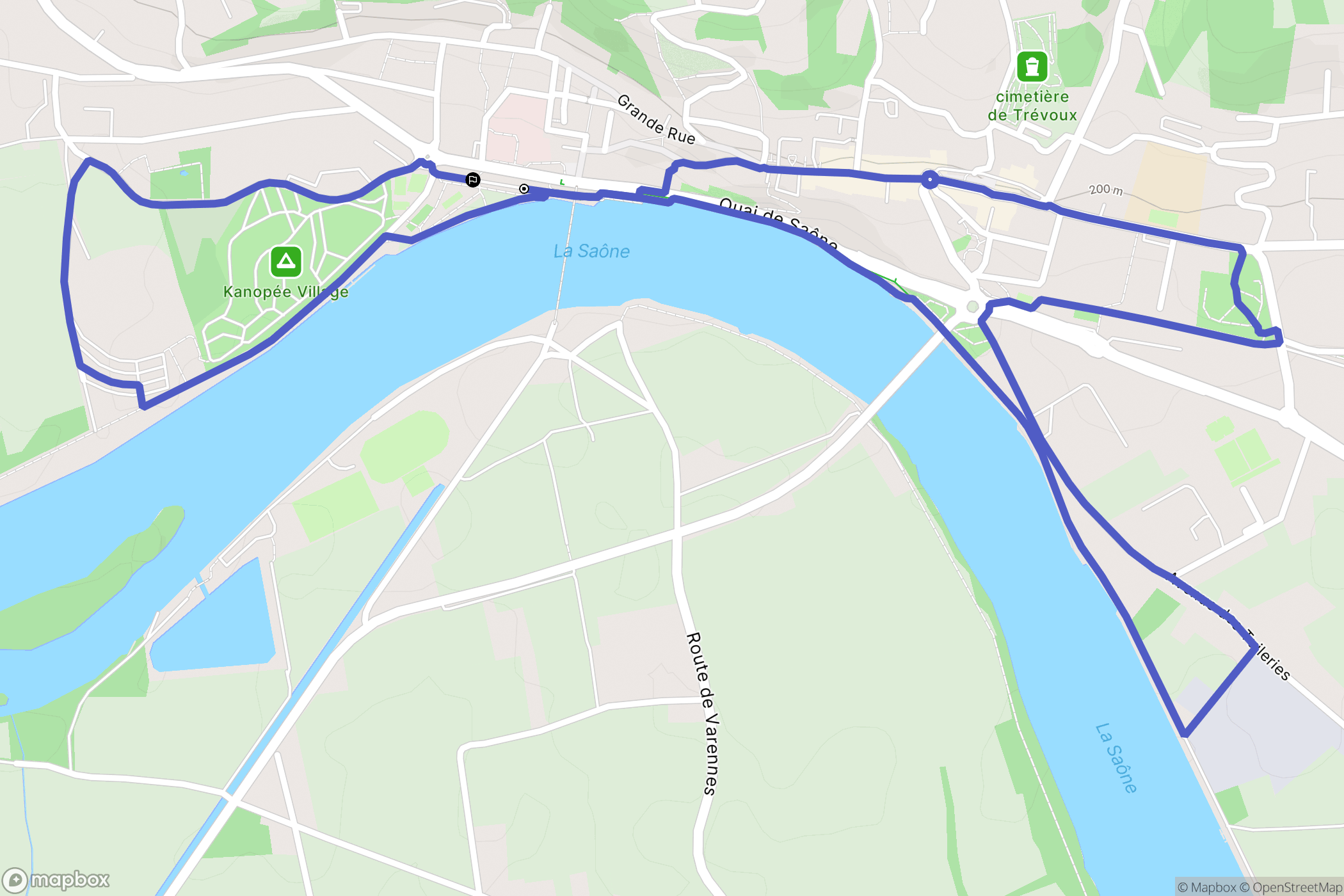 Trévoux : carte du parcours de randonnée - France