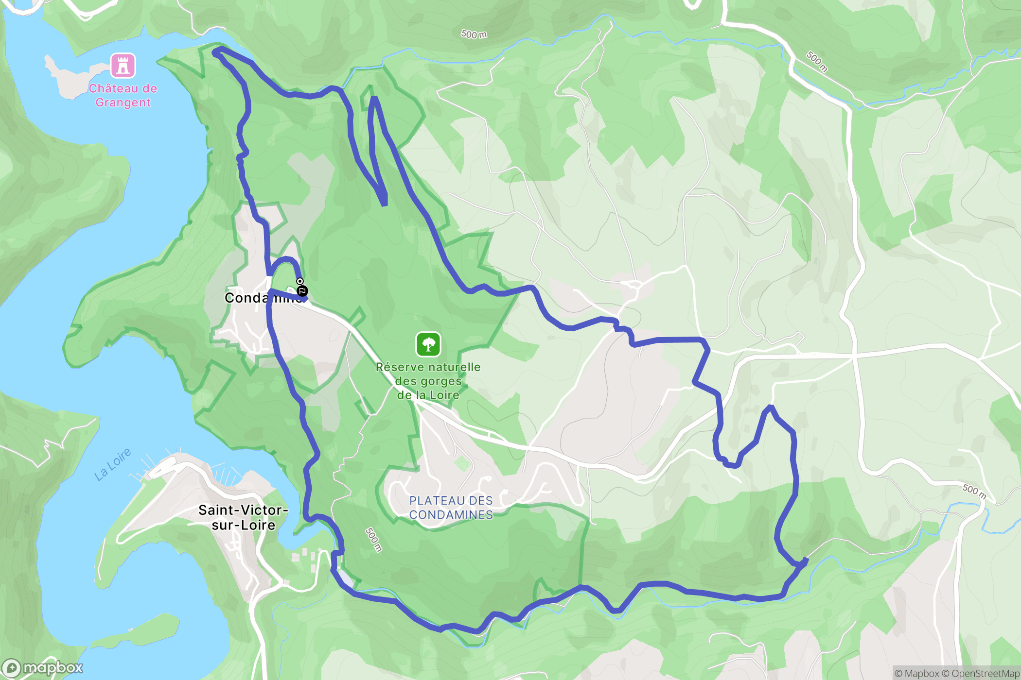 Saint-Étienne : carte du parcours de randonnée - France