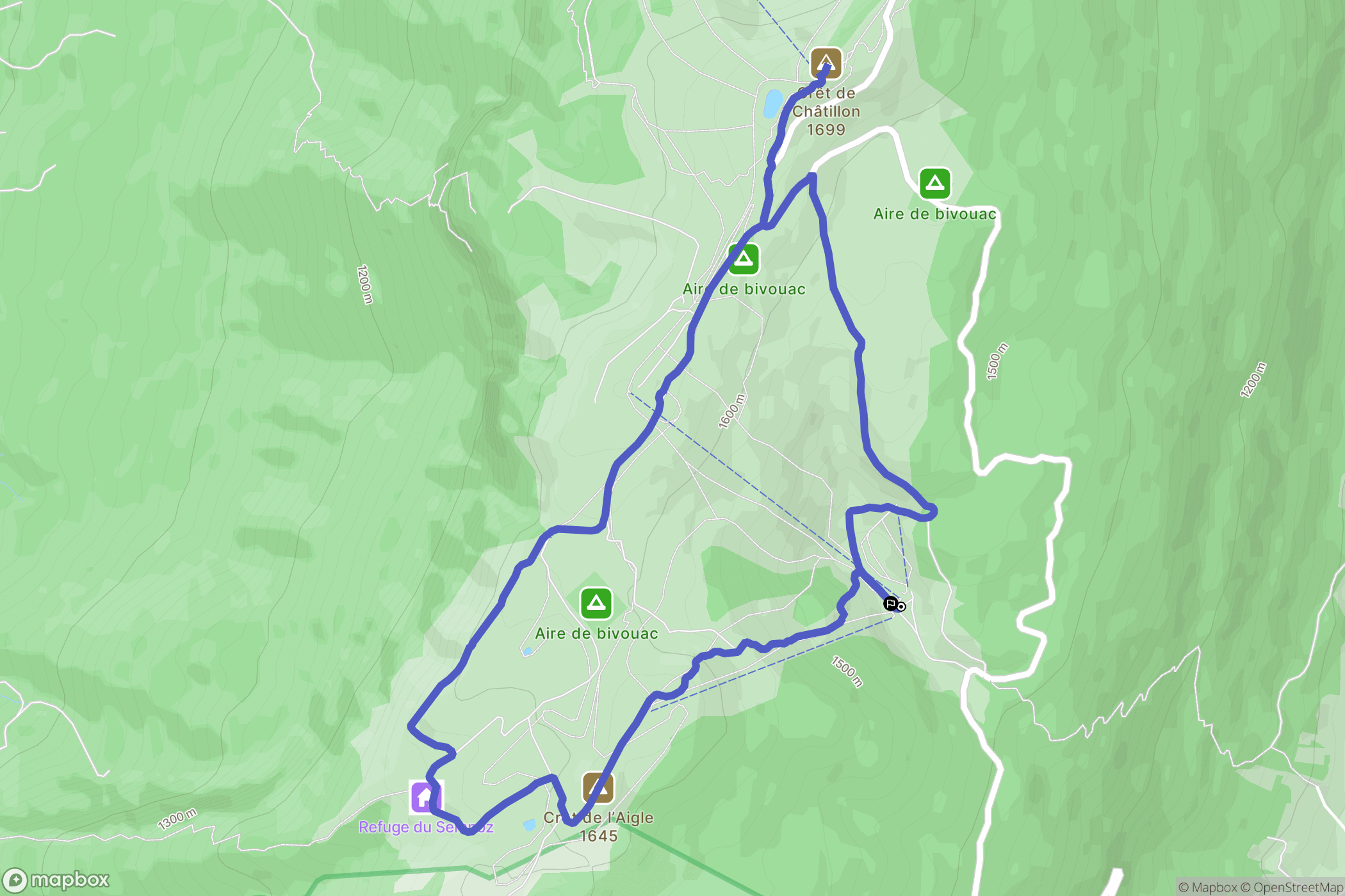 Leschaux : carte du parcours de randonnée - France