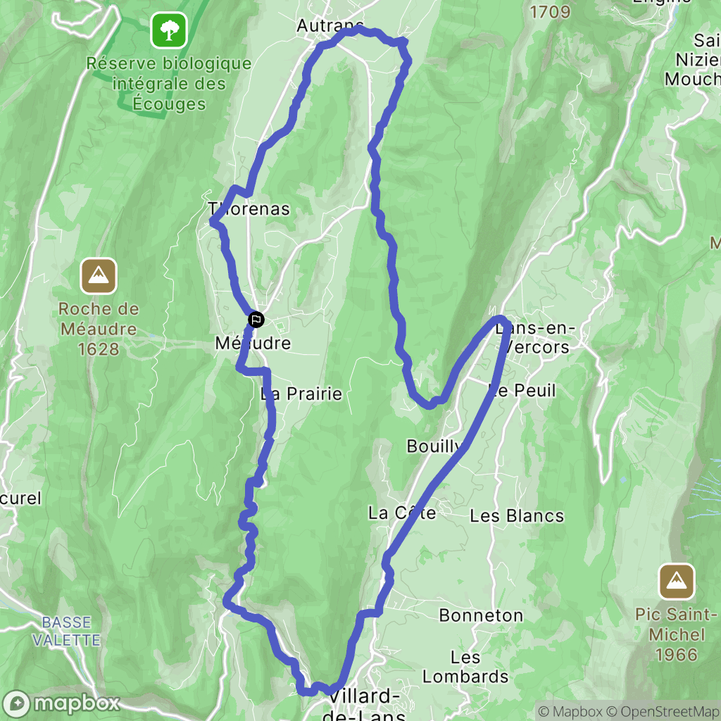 Méaudre : carte du parcours de randonnée - France