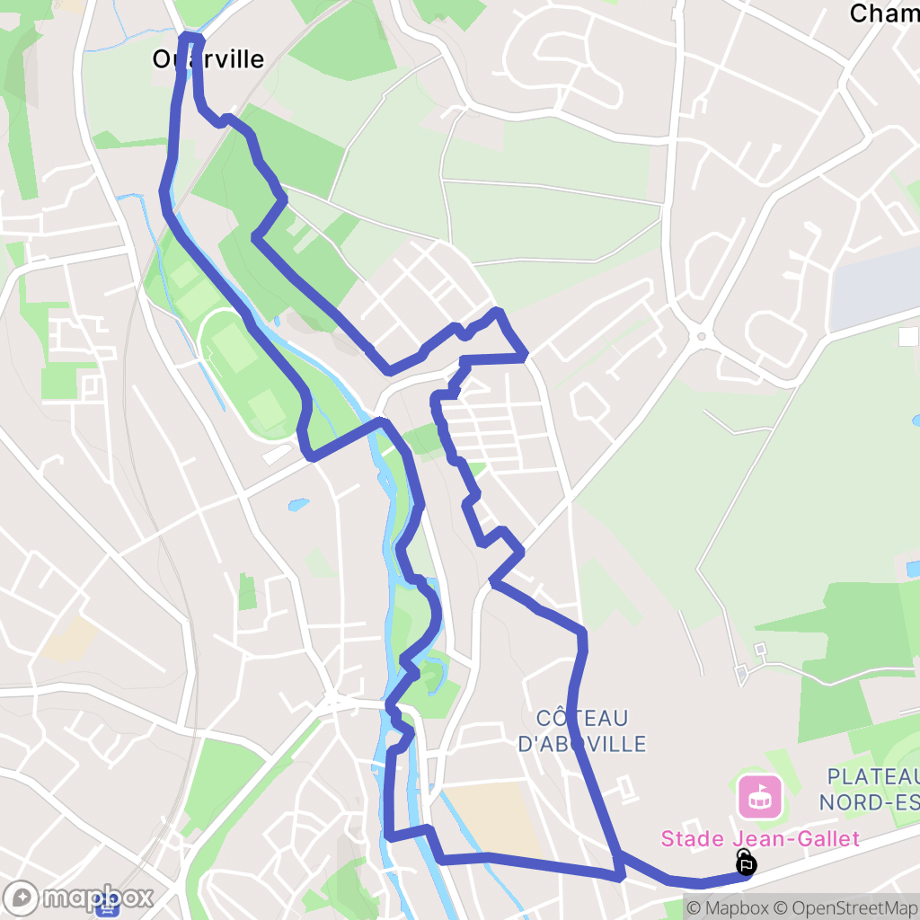 Chartres : carte du parcours de randonnée - France