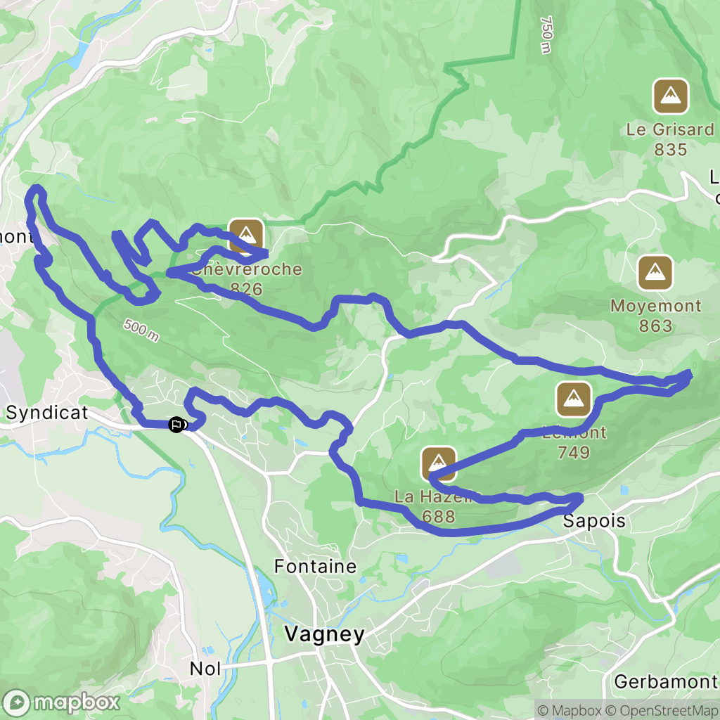 Vagney : carte du parcours de randonnée - France