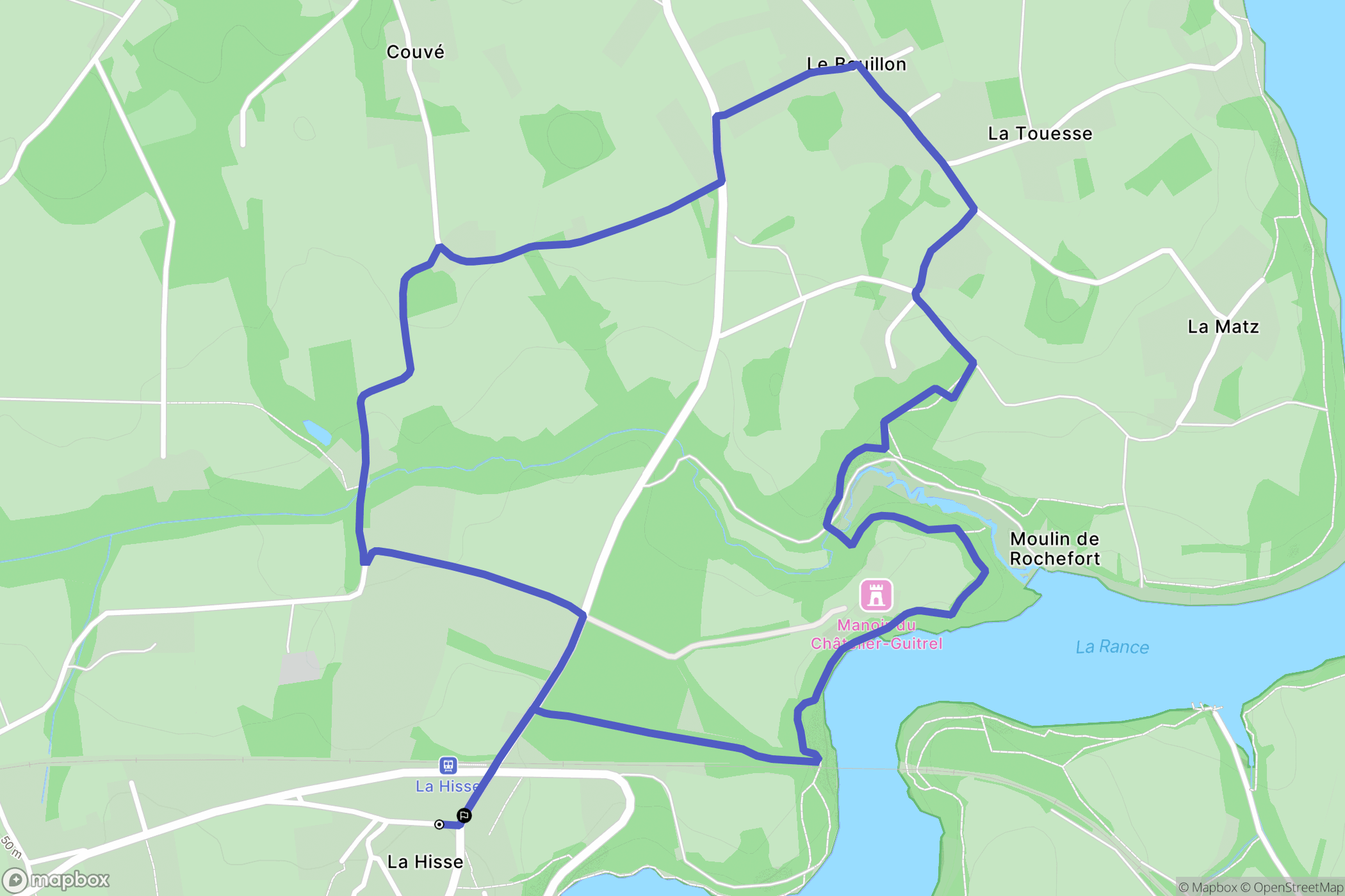 Saint-Samson-sur-Rance : carte du parcours de randonnée - France