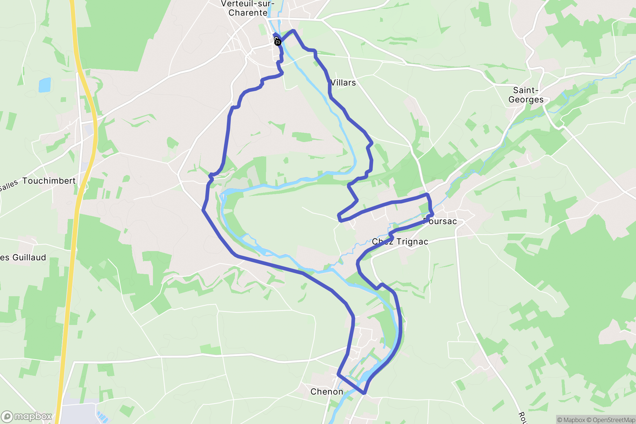 Verteuil-sur-Charente : carte du parcours de randonnée - France