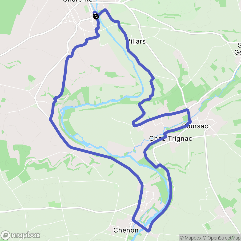 Verteuil-sur-Charente : carte du parcours de randonnée - France