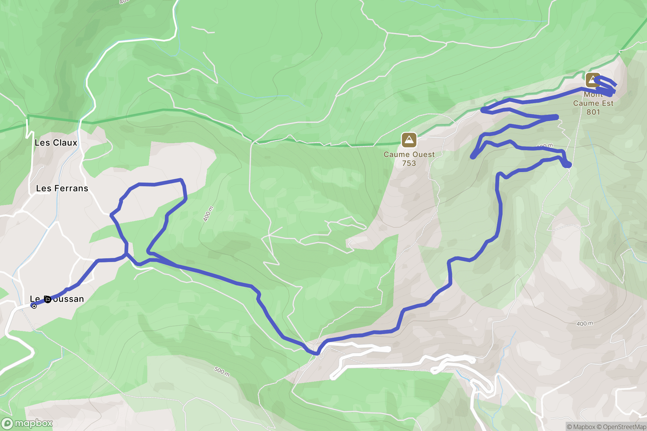 Évenos : carte du parcours de randonnée - France