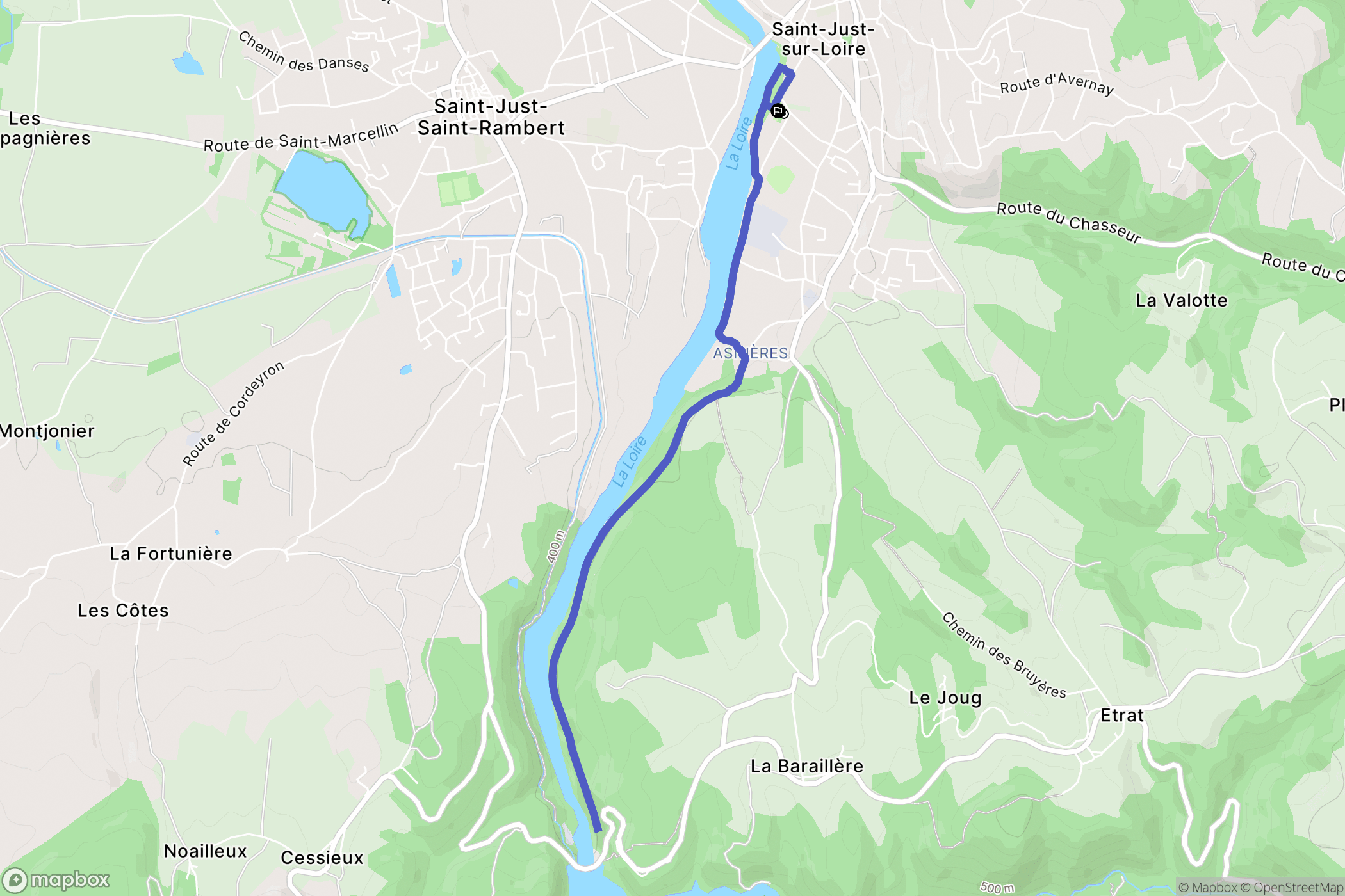 Saint-Just-Saint-Rambert : carte du parcours de randonnée - France