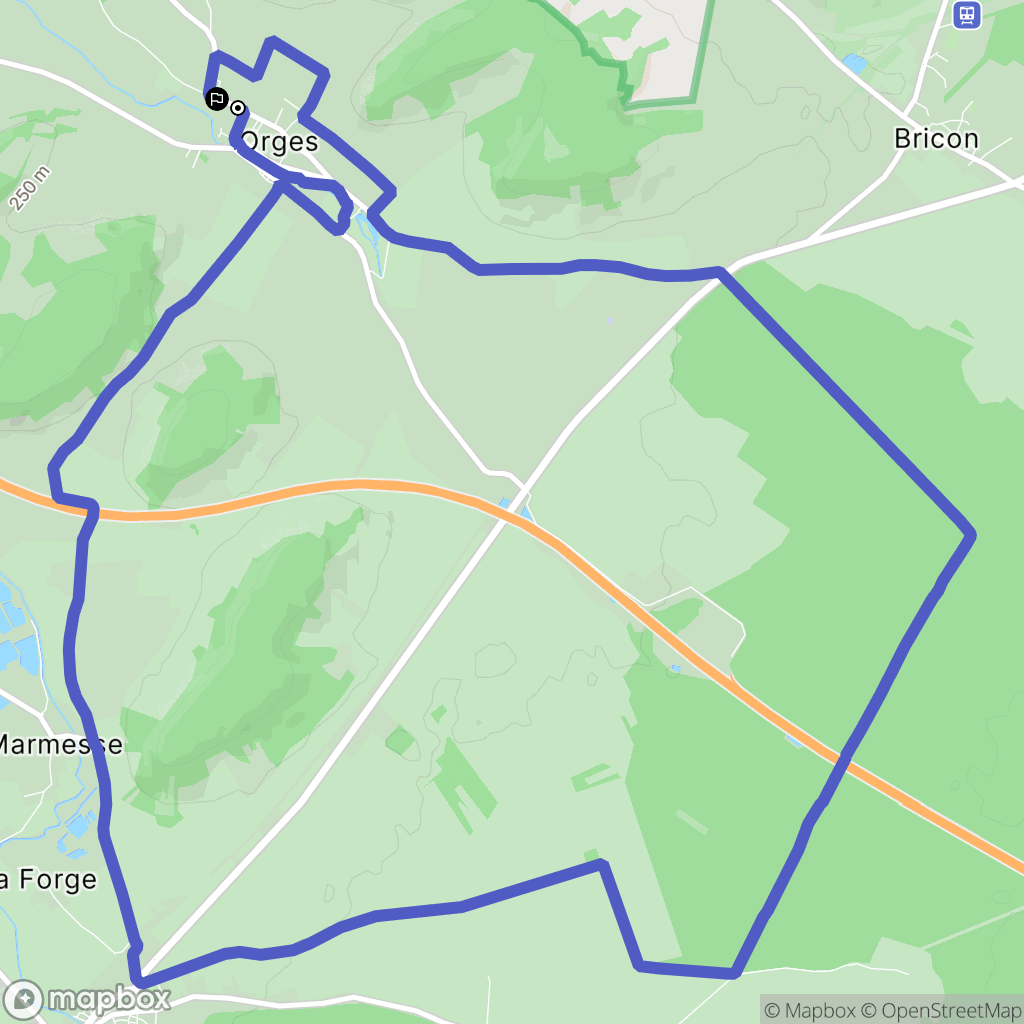 Orges : carte du parcours de randonnée - France
