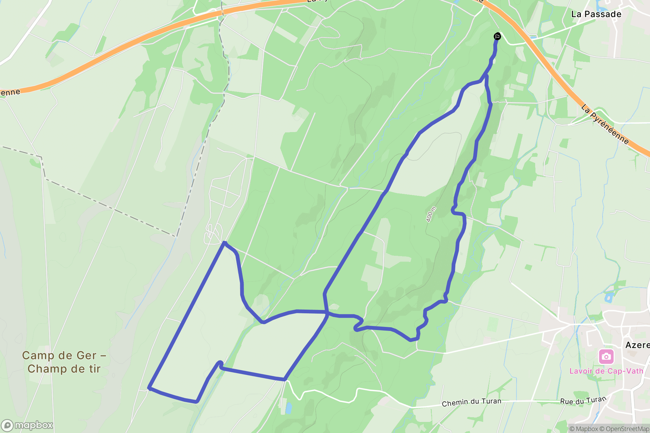 Ibos : carte du parcours de randonnée - France