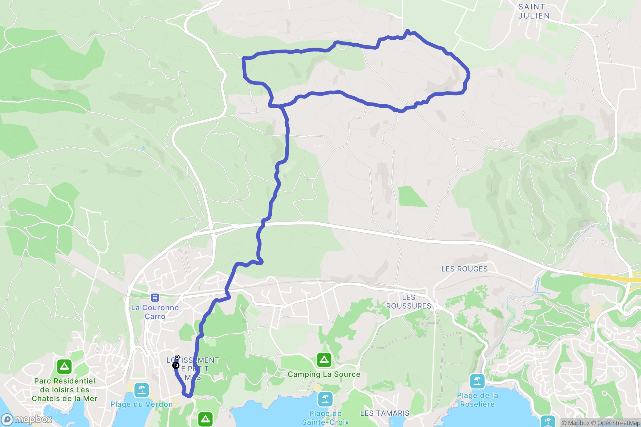 Martigues : carte du parcours de randonnée - France