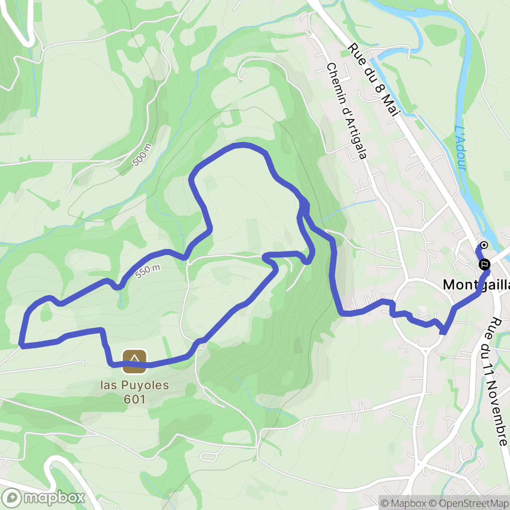 Montgaillard : carte du parcours de randonnée - France