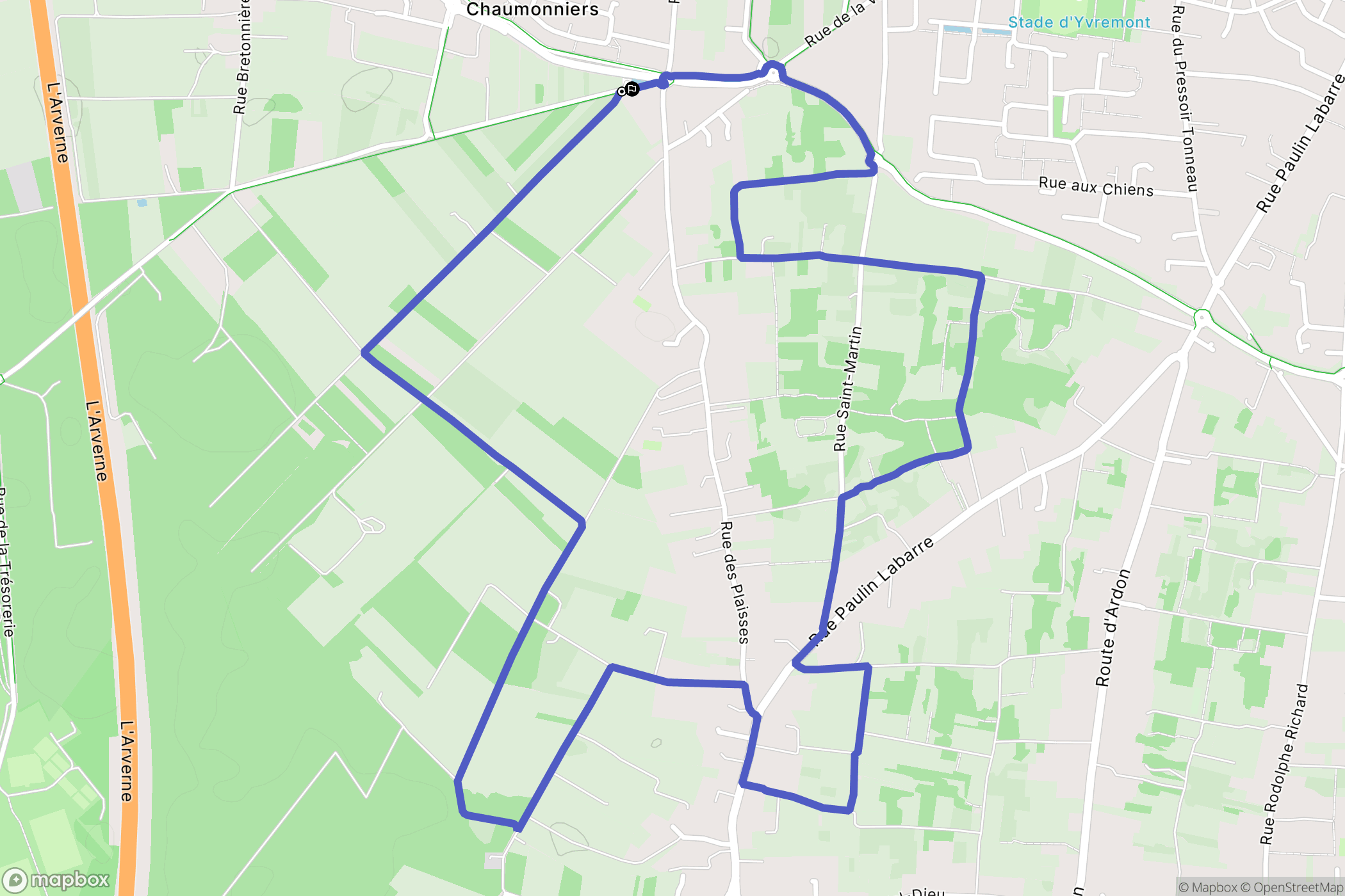 Olivet : carte du parcours de randonnée - France