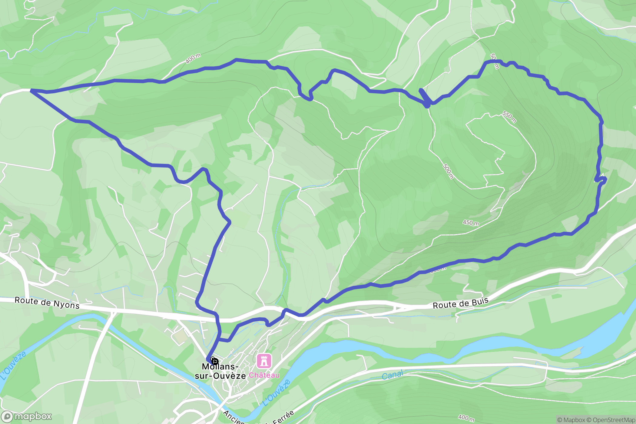 Mollans-sur-Ouvèze : carte du parcours de randonnée - France