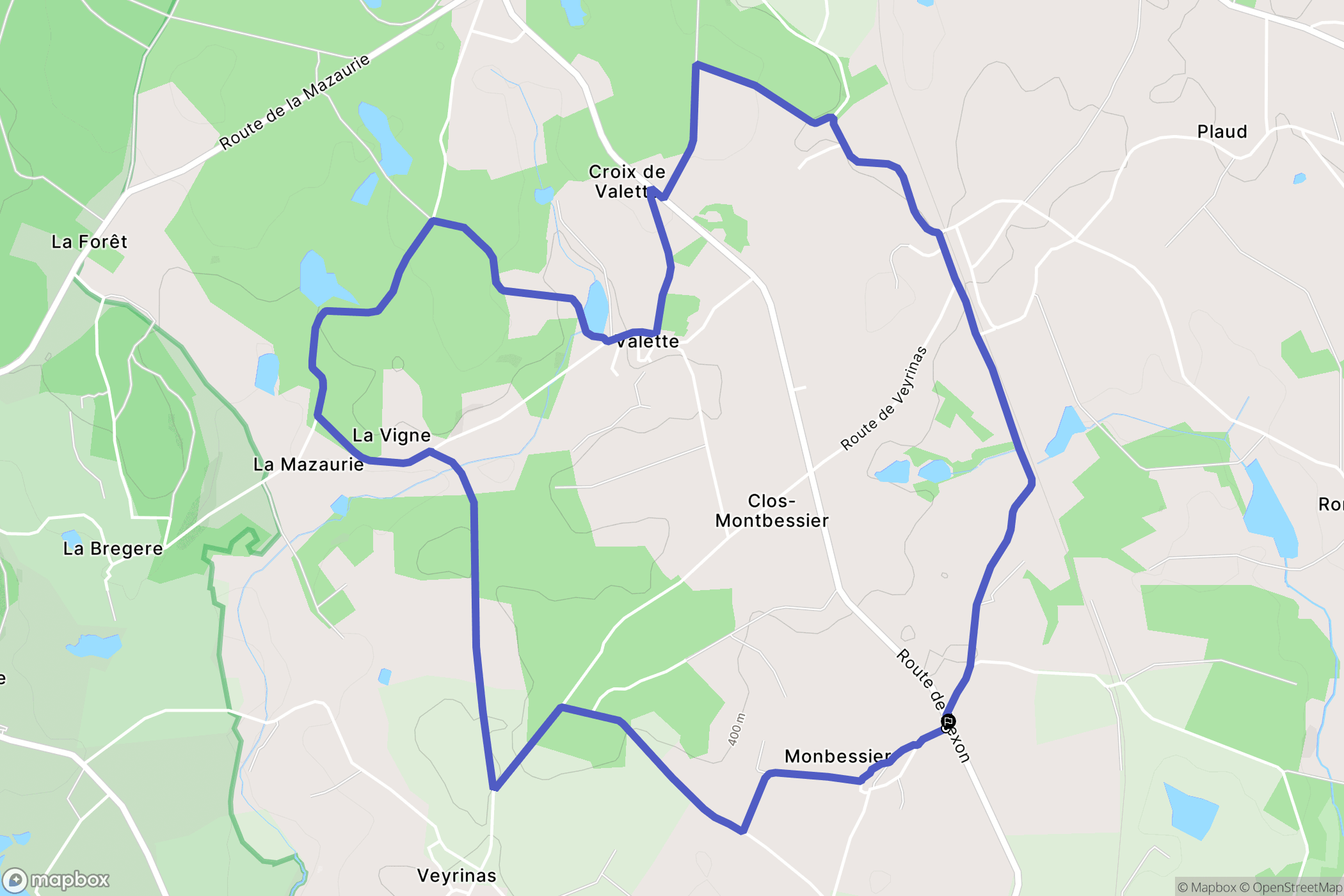 La Meyze : carte du parcours de randonnée - France