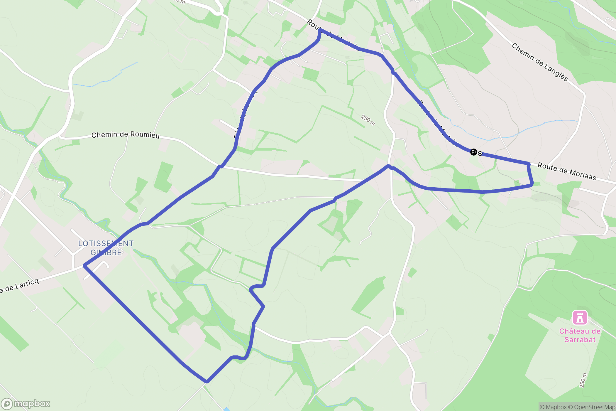 Buros : carte du parcours de randonnée - France
