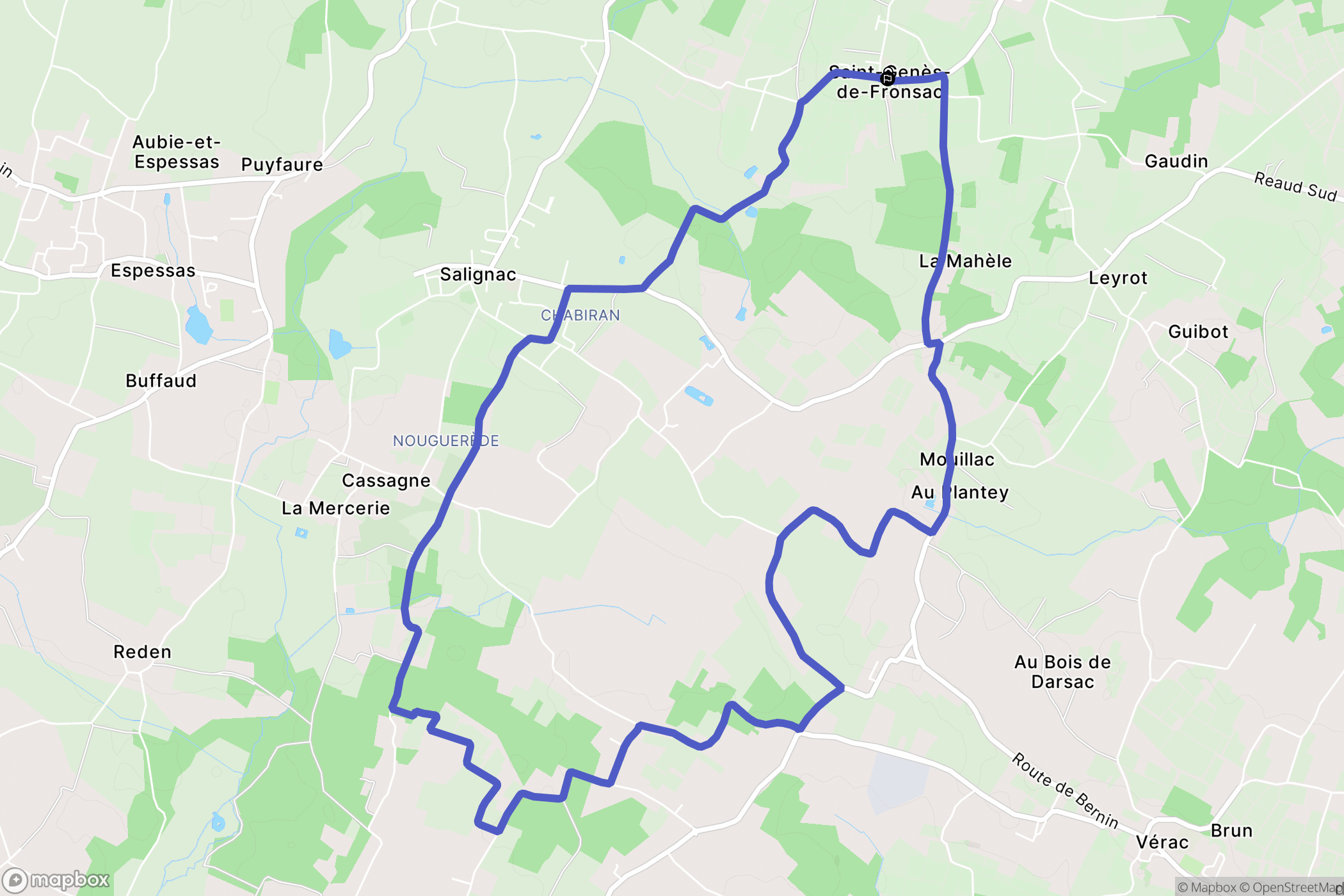 Saint-Gènes-de-Fronsac : carte du parcours de randonnée - France