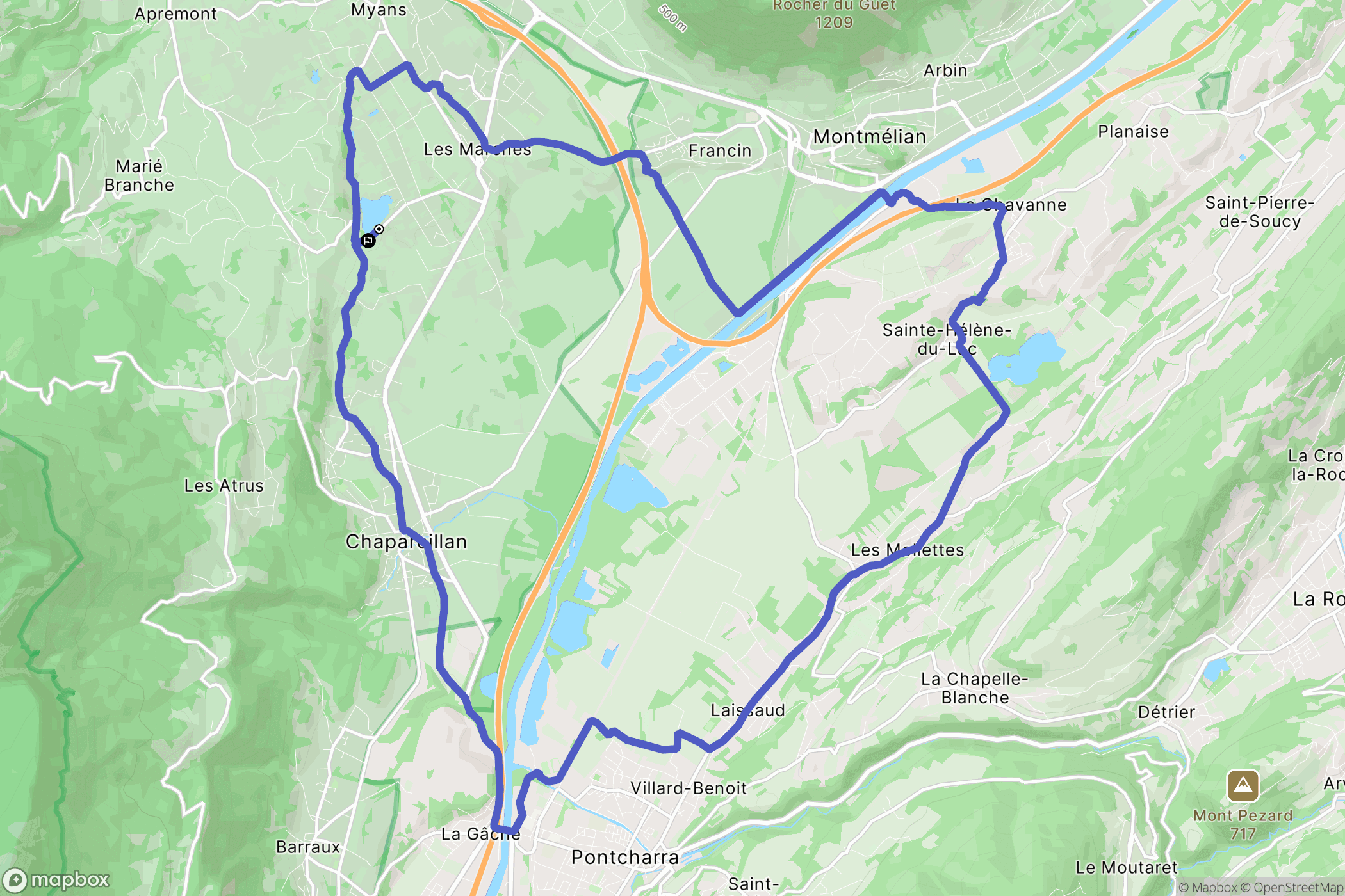 Porte-de-Savoie : carte du parcours de randonnée - France