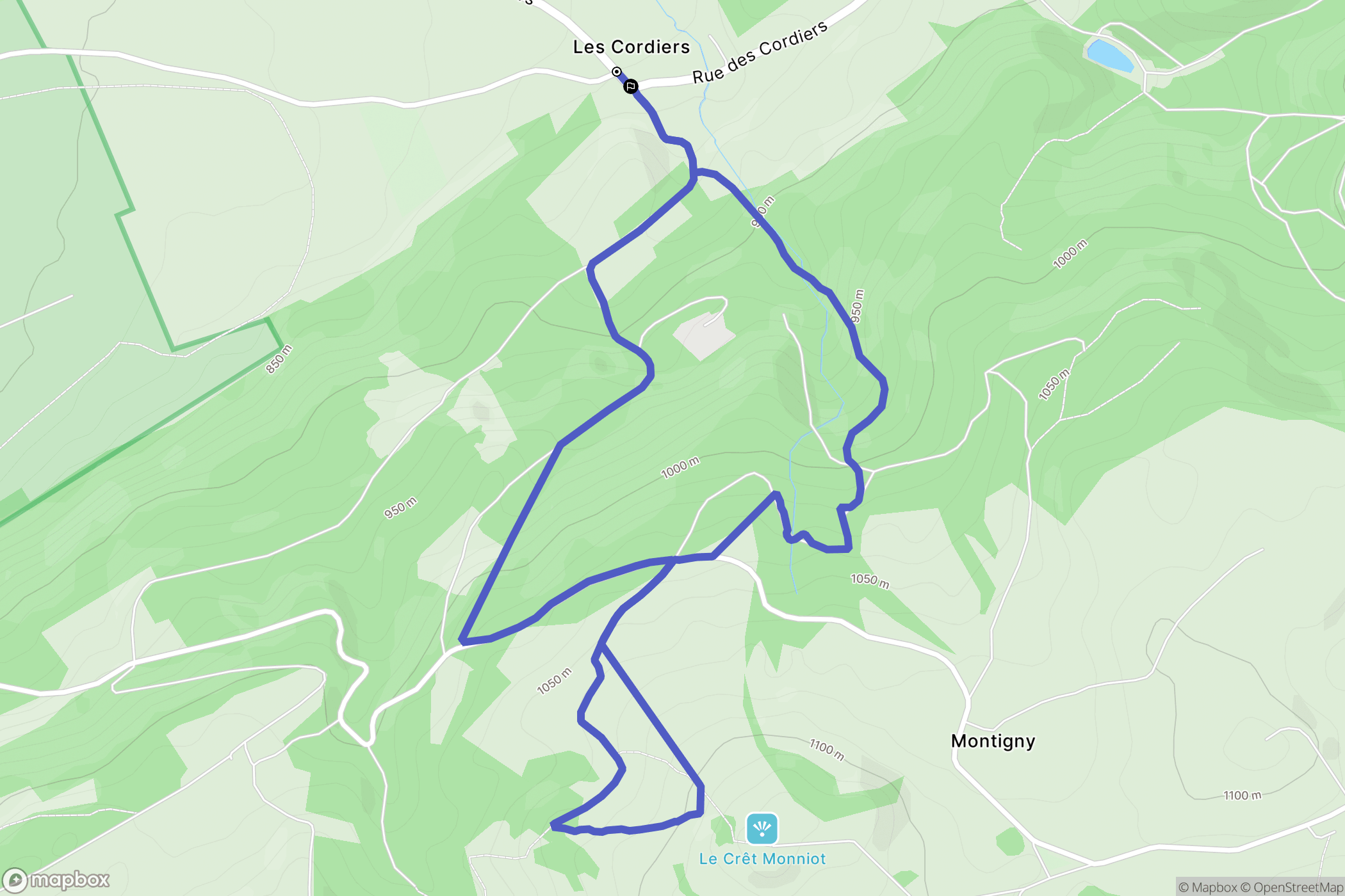 Arc-sous-Cicon : carte du parcours de randonnée - France