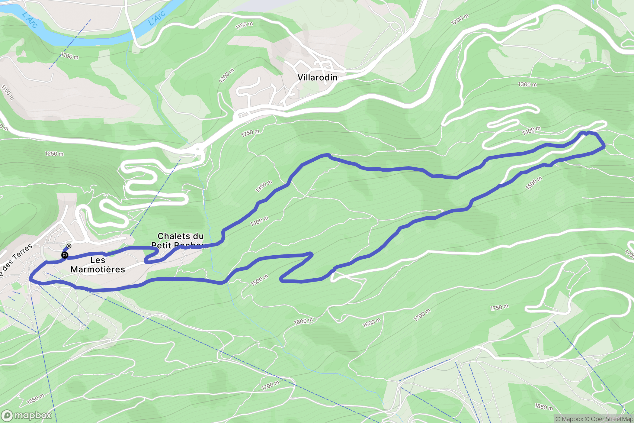 Villarodin-Bourget : carte du parcours de randonnée - France