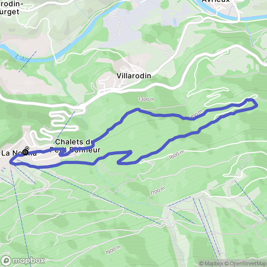 Villarodin-Bourget : carte du parcours de randonnée - France