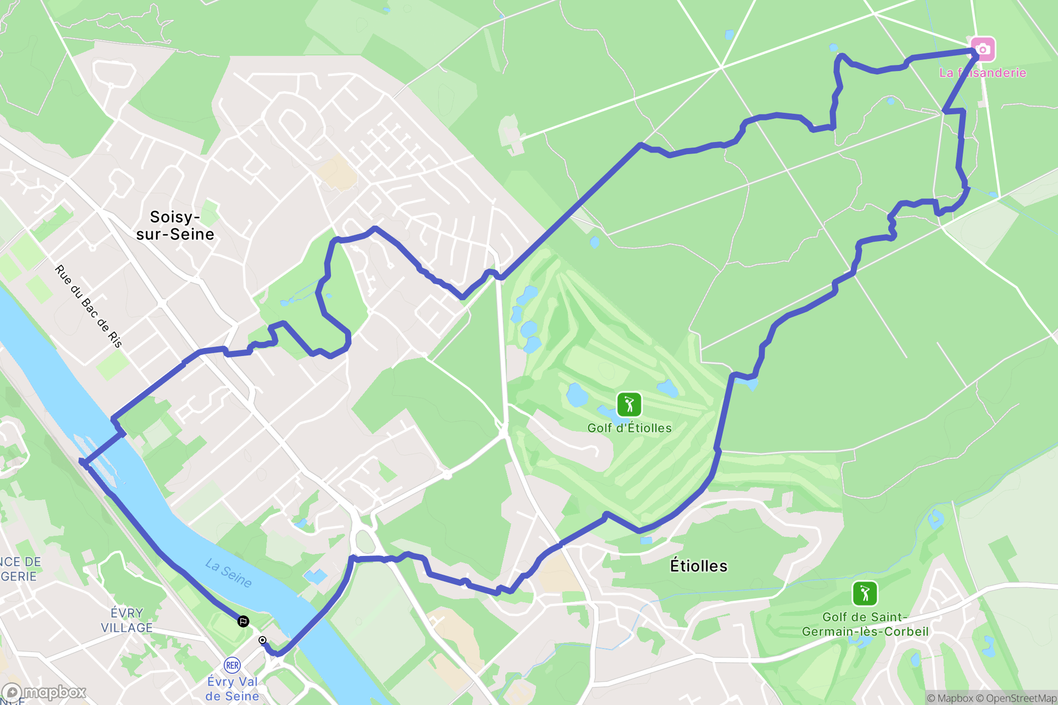 Évry-Courcouronnes : carte du parcours de randonnée - France