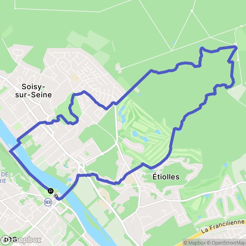 Évry-Courcouronnes : carte du parcours de randonnée - France